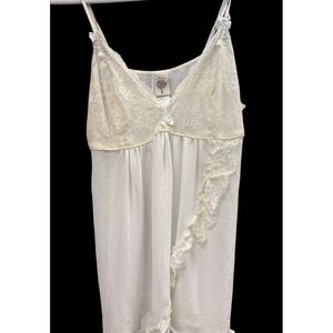 Jonquil Lace Babydoll Chemise Ivory Sheer Bridal Lingerie Nightgown Womens L